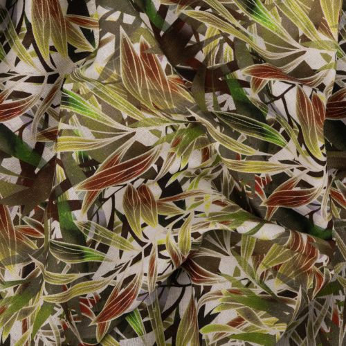 POPELINE LIN/VISCOSE IMPRIMÉ SAFARI - OLIVE