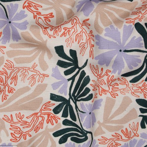 TOILE DE VISCOSE, LIN ET COTON - FLORAL