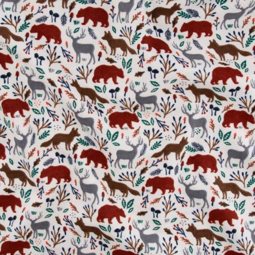 FLANNELETTE WOODLAND WILDLIFE - CRÈME