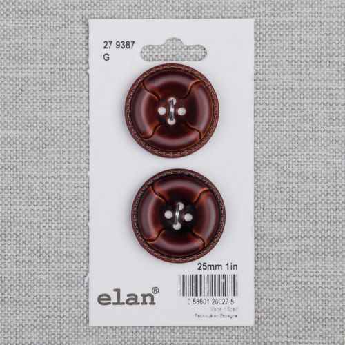 BOUTON ELAN - 25 MM 4 TROUS BRUN FONCE - ENS2