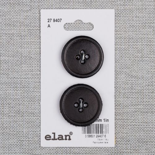 BOUTON ELAN - 25 MM 4 TROUS BRUN FONCE - ENS2