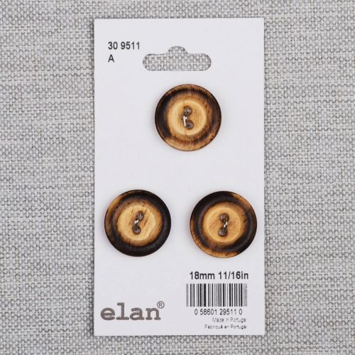 BOUTON ELAN - 18 MM 2 TROUS BOIS BRULE - ENS3