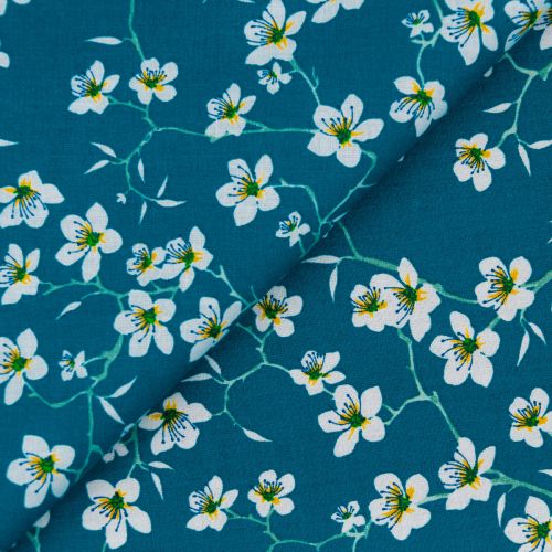 TISSU DÉCO AMANDIER - BLEU