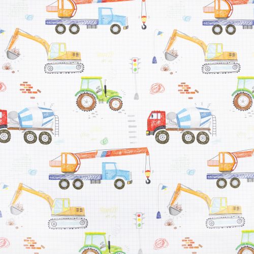 TISSU DÉCO TRUCK DOODLE A - BLEU