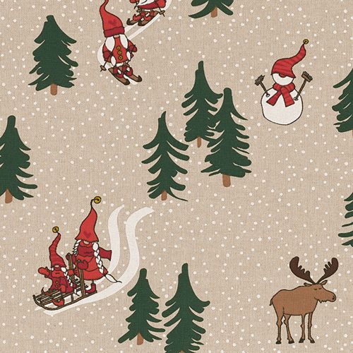 TISSU DÉCO TOMTE SKI FAMILY - NATUREL