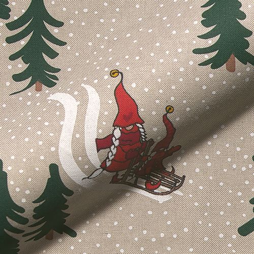 TISSU DÉCO TOMTE SKI FAMILY - NATUREL