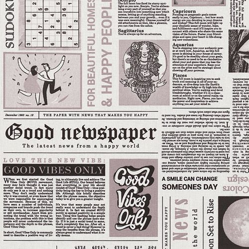 TISSU DÉCO HAPPY NEWSPAPER - NOIR & BLANC