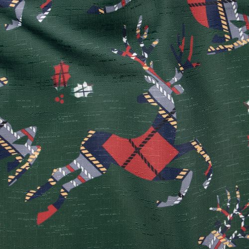 TISSU À NAPPE TARTAN DEERS - VERT 