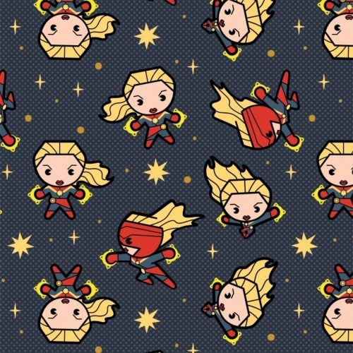 COTON KAWAII MARVEL PAR  POUR CAMELOT - CAPTAIN MARVEL SLATE GRIS