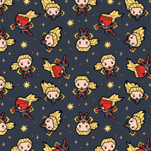 COTON KAWAII MARVEL PAR  POUR CAMELOT - CAPTAIN MARVEL SLATE GRIS