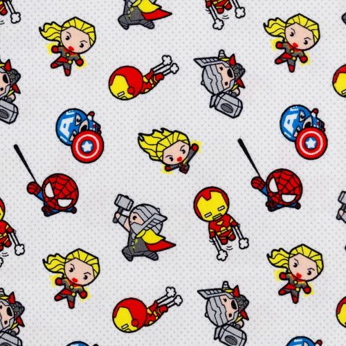 FLANELLETTE DE BAMBOU KAWAII MARVEL PAR CAMELOT - PETITS AVENGERS BLANC