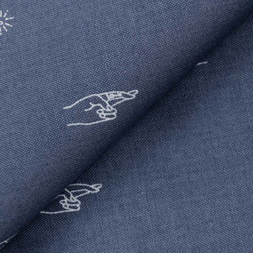 COTON LUCKY CHARM PAR GHAZAL RAZAVI POUR FIGO - FINGERS CROSSED GRIS BLEU