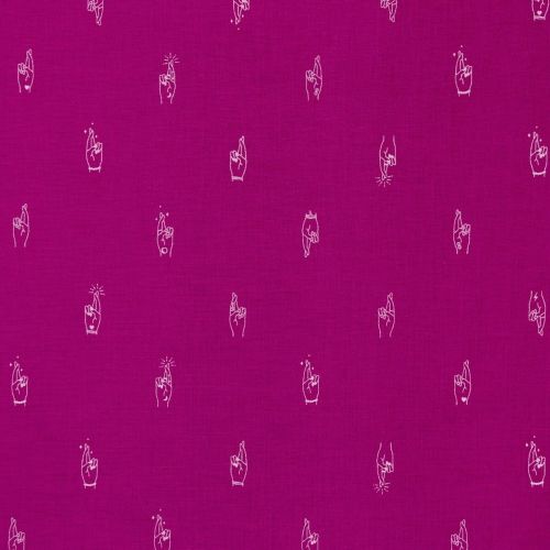 COTON LUCKY CHARM PAR GHAZAL RAZAVI POUR FIGO - FINGERS CROSSED FUSCHIA