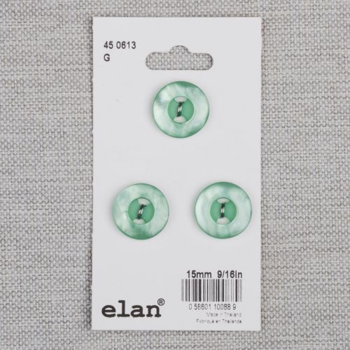 BOUTON ELAN 450613G - 15MM 2 TROUS AQUA - ENS3