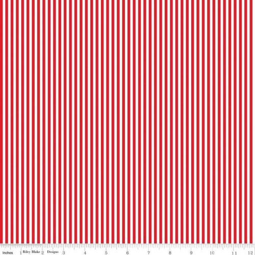 COTON RAYURES 1/8 PO PAR RILEY BLAKE - ROUGE