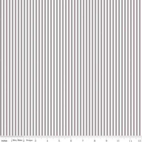 COTON RAYURES 1/8 PO PAR RILEY BLAKE - GRIS