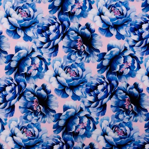 fleurs gris bleu 45 X 55 cm thème floral Coupon tissu Patchwork  Makower 