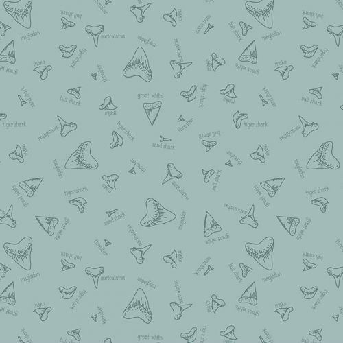 COTON RIPTIDE PAR CITRUS & MENTHE DESIGNS POUR RILEY BLAKE - FOSSILS SEAFOAM