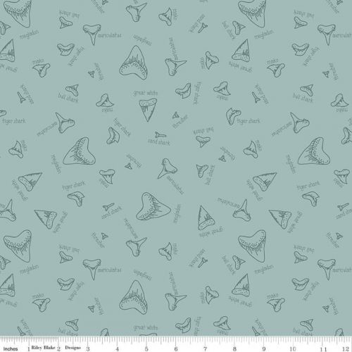 COTON RIPTIDE PAR CITRUS & MENTHE DESIGNS POUR RILEY BLAKE - FOSSILS SEAFOAM