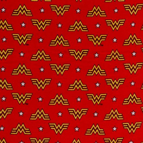 FLANNELETTE WONDER WOMAN PAR CAMELOT - WW84 LOGO AND STARS ROUGE
