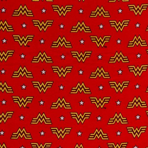 FLANNELETTE WONDER WOMAN PAR CAMELOT - WW84 LOGO AND STARS ROUGE