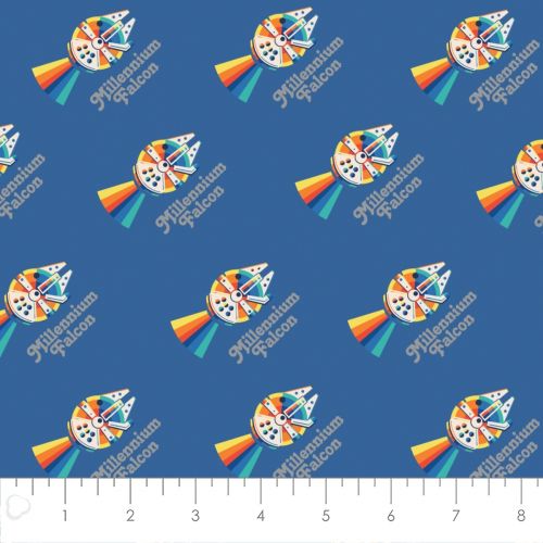 COTON STAR WARS PAR CAMELOT - MILLENNIUM FALCON METALLIC BLEU