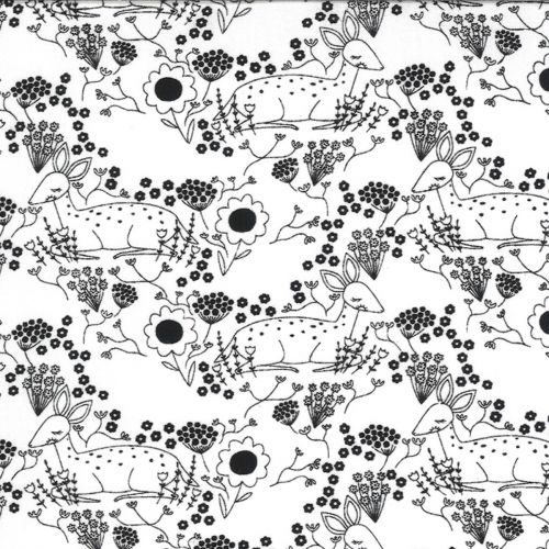 COTON DWELL IN POSSIBILITY PAR GINGIBER POUR MODA - MEADOW DEER IVOIRE NUIT