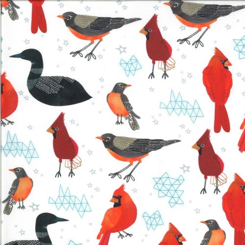 COTON LAKESIDE STORY PAR MARA PENNY POUR MODA - MIDWEST STATE BIRDS FOAM