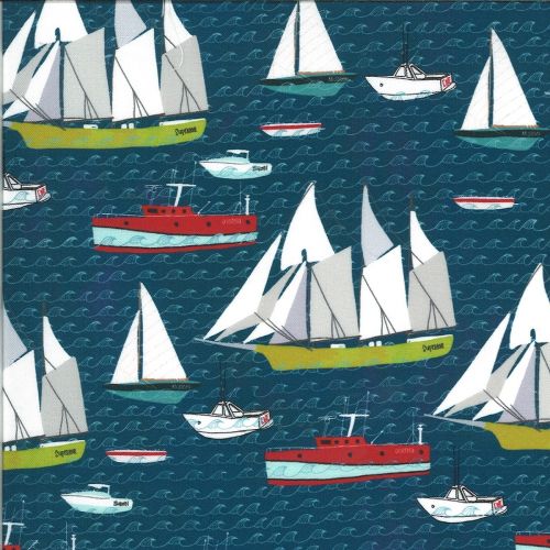 COTON LAKESIDE STORY PAR MARA PENNY POUR MODA - BOATS SAILCLOTH