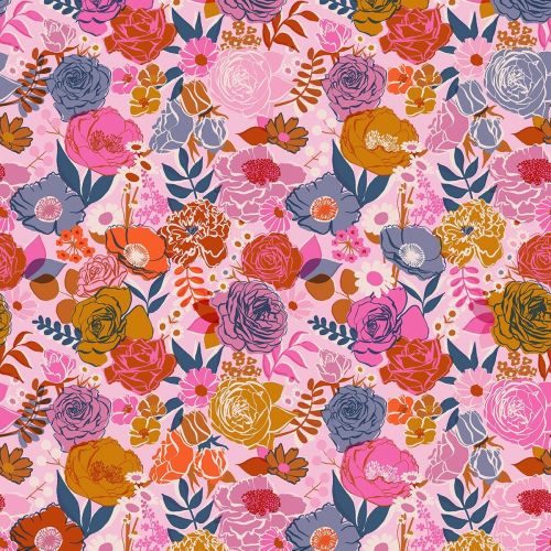 COTON SATINÉ 108 PO RISE PAR MELODY MILLER POUR RUBY STAR SOCIETY  - BLOOM PIVOINE