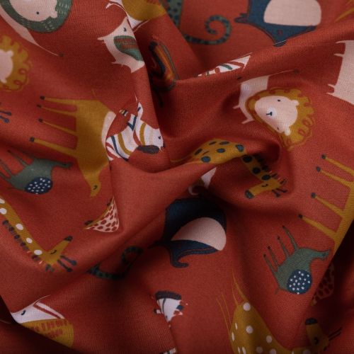 POPELINE DE COTON PAR POPPY - GOTS JUNGLE ROUILLE