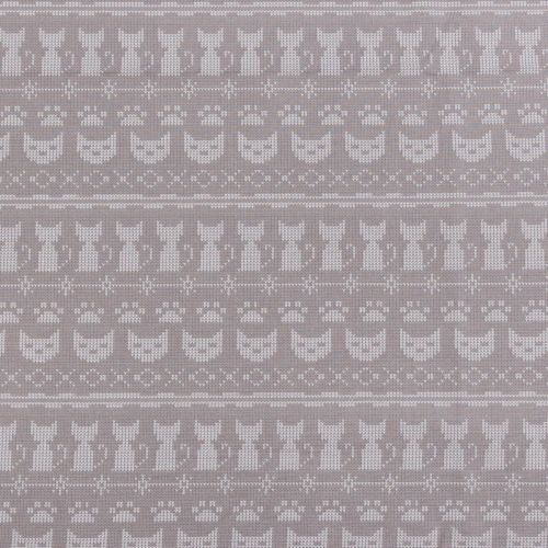 1M DE COTON PRÉCOUPÉ - BRODERIE DE CHATS GRIS