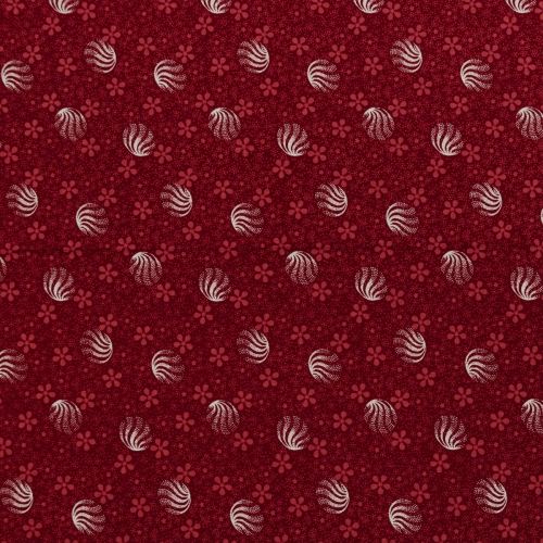 1M DE COTON PRÉCOUPÉ - PETIT MOTIF FLORAL ROUGE