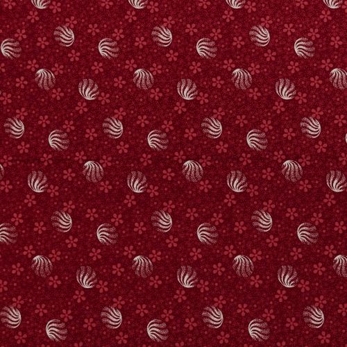 1M DE COTON PRÉCOUPÉ - PETIT MOTIF FLORAL ROUGE