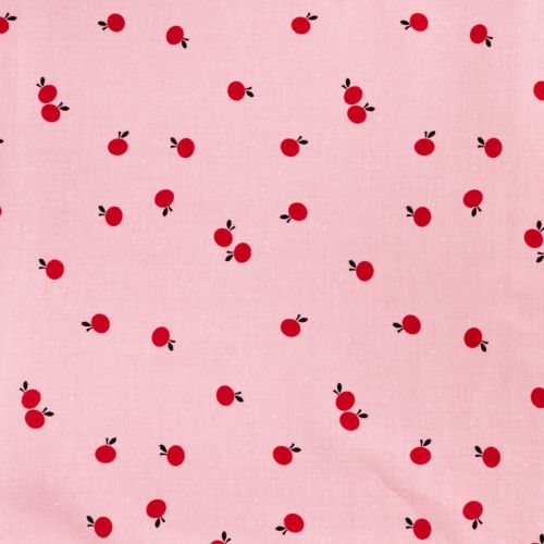 1M DE COTON PRÉCOUPÉ - PETITES POMMES ROSE & ROUGE