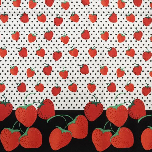 1M DE COTON PRÉCOUPÉ - FRAISES ROUGE