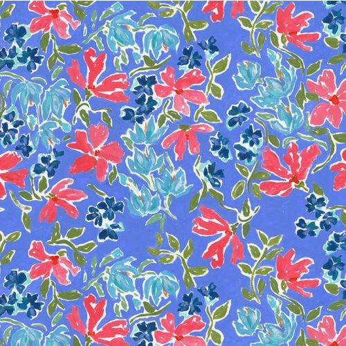 COTON AMERICAN SUMMER PAR CAITLIN WALLACE-ROWLAND POUR DEAR STELLA - PATRIOTIC FLORAL MULTI