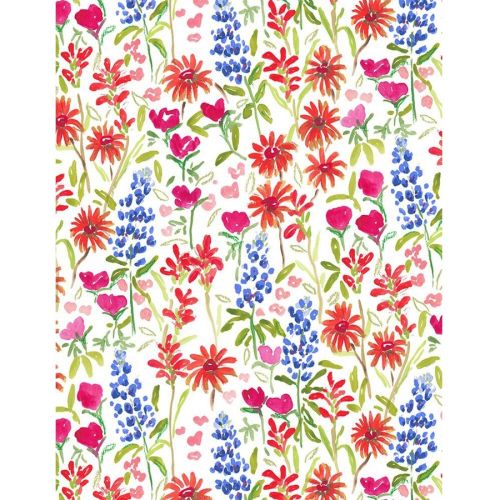COTON AMERICAN SUMMER PAR CAITLIN WALLACE-ROWLAND POUR DEAR STELLA - TEXAS WILDFLOWER BLANC