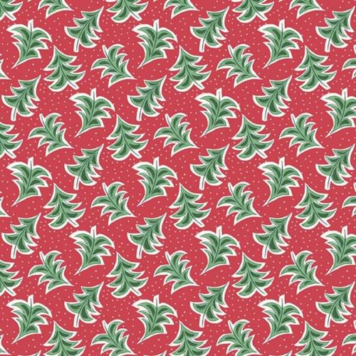 COTON THE MERRY AND BRIGHT COLLECTION PAR LIBERTY POUR RILEY BLAKE - DANCING TREES A ROUGE