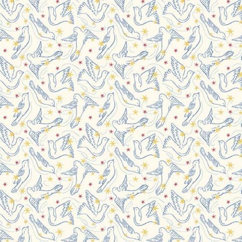 COTON THE MERRY AND BRIGHT COLLECTION PAR LIBERTY POUR RILEY BLAKE - DOVE STAR A CRÈME