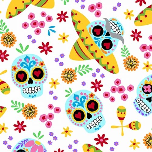 COTON DAY OF THE DEAD PAR ANDOVER - FIESTA BLANC