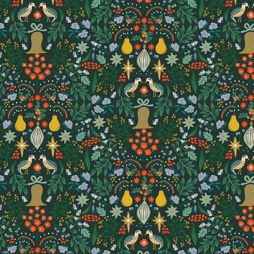 COTON HOLIDAY CLASSICS PAR RIFLE PAPER CO. POUR COTTON+STEEL - PARTRIDGE VERT