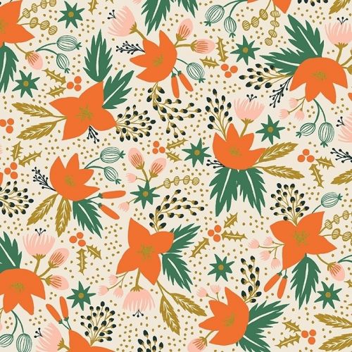 COTON HOLIDAY CLASSICS PAR RIFLE PAPER CO. POUR COTTON+STEEL - POINSETTIA VERT