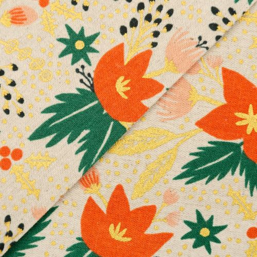 CANEVAS HOLIDAY CLASSICS PAR RIFLE PAPER CO. POUR COTTON+STEEL - POINSETTIA CRÈME