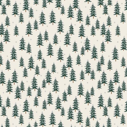 COTON HOLIDAY CLASSICS PAR RIFLE PAPER CO. POUR COTTON+STEEL - FIR TREES ARGENT