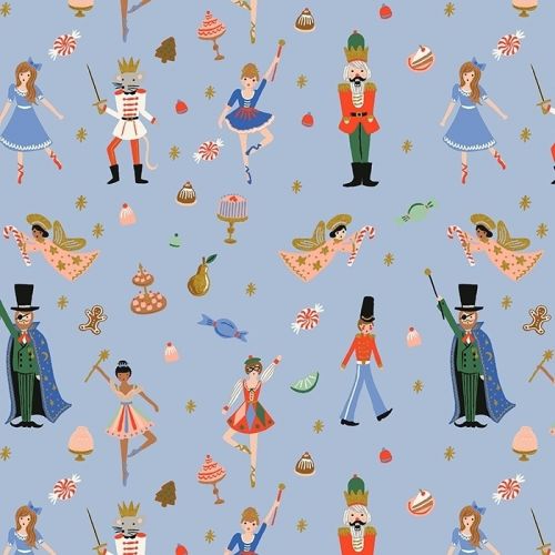 COTON HOLIDAY CLASSICS PAR RIFLE PAPER CO. POUR COTTON+STEEL - LAND OF SWEETS BLEU POUDRE
