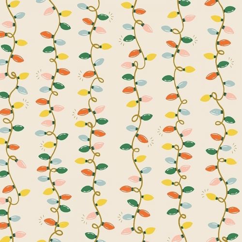 COTON HOLIDAY CLASSICS PAR RIFLE PAPER CO. POUR COTTON+STEEL - HOLIDAY LIGHTS CRÈME