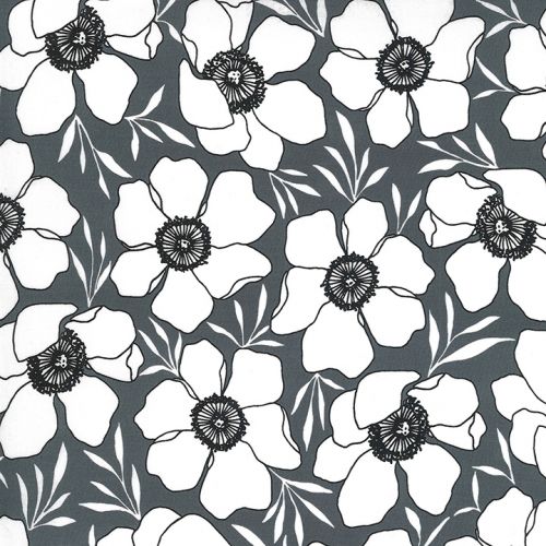 COTON ILLUSTRATION PAR ALLI K DESIGNS POUR MODA - MOODY FLORALS GRAPHITE