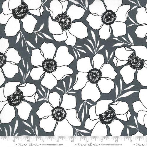 COTON ILLUSTRATION PAR ALLI K DESIGNS POUR MODA - MOODY FLORALS GRAPHITE