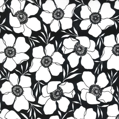 COTON ILLUSTRATION PAR ALLI K DESIGNS POUR MODA - MOODY FLORALS INK